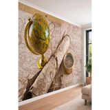 Dreamwall Eskitme Dünya Küresi ve Harita - Ofis ve Salon Için Tek Parça Tekstil Duvar Kağıdı - 150 x 100 cm - Çok Renkli