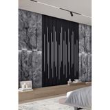 dreamwall Işık Efektli Çizgili Panel ve Mermer Görünümlü Taş Desenli Tekstil Duvar Kağıdı