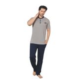 Dreamy Pamuklu Cepli Kısa Kollu Örme Erkek Pijama Takımı, Gri, M