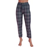 Dreamy Pamuklu Süet Ekose Desenli Pijama Altı Pantolon, Petrol Yeşili, XXL