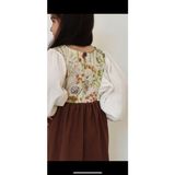 Dreamy Şile Kumaş Vintage Doğumgünü Kız Çocuk Elbise - Kahve - 4 - 5 Yaş