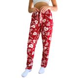 Dreamy Soft Kadife Dokulu Desenli Süet Pijama Altı Pantolon, Kırmızı, S
