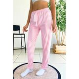 Dreamy Soft Kadife Dokulu Ekose Kareli Süet Pijama Altı Pantolon, Pembe, XL