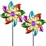 DREAMYSOUL 2 Paket Açık Metal Rüzgar Spinner, Yard ve Bahçe için Renkli Fırıldaklar, Kinetik Gökkuşağı Spinner Rüzgar Heykel Bahçe Dekoru
