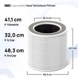 Dreo Macro AP606 Uyumlu Hava Temizleyici Filtresi – True Hepa + Karbon Filtre, %99,97 Filtreleme - Beyaz