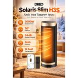 Dreo Solaris Slim H3S Akıllı Seramik Isıtıcı 2000W – 70° Salınım, Wi-Fi & Sesli Kontrol, Eco Mod, 12 Saat Zamanlayıcı, Sessiz Çalışma