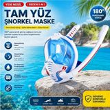 Dress Art D.art And Tech Çift Tüplü Şnorkel Silikon Tam Kuru Dalış Yetişkin L/xl Yüzme Maskesi Kamera Aparatlı Full Face Dalış Gözlüğü - L - XL - Beyaz