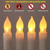 Dress Art D.art And Tech Titreyen Dekoratif LED Mum 12 Adet Alevsiz Konik Şekilli Uzaktan Kumandalı - Beyaz