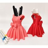 Dress Pen Holder - Zarif Elbise Tasarımlı Dekoratif Kalemlik - Masaüstü Düzenleyici, Makyaj Fırçası Standı ve Yaratıcı Ofis Aksesuarı