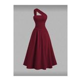 Dressco Vanessa - Tek Kol Kalın Askılı Drapeli Maxi Elbise