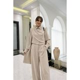 DRESSIFY WOMEN’S FASHION Kadın Bej Şal Detaylı Tasarım Gömlek Pantolon İkili Tesettür Takım