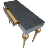 Dresuar 12388 Tombul Ayak Model Kayın Mdf Tabl Parlak Gold Ayak Füme Cam Kaplama