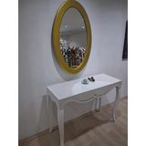 Dresuar Cnc Çökertme 90671 Model Oval Gold Renk Ayna Lake Beyaz Tabla Kayn Aslan Ayak