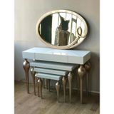 Dresuar-Tombu 18217 Zigon Imza Oval Ayna Kayin Mdf Ayak Tabla Gold-Beyaz Uyum