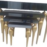 Dresuar-Zigon 12387 Tombul Ayak Model Kayın Mdf Tabla Gold Boya Füme Cam Kaplam