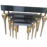 Dresuar-Zigon 13873 Tombul Model Kayın Mdf Tabla Parlak Gold Renk Füme Cam Kaplam