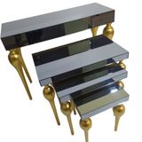 Dresuar-Zigon 18185 Tombul Ayak Model Kayın Torna Mdf Parlk Gold Füme Cam Kaplama