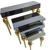 Dresuar-Zigon 18216 Tombul Ayak Model Kayin Mdf Tabla Parlak Gold Fume Cam Kaplam