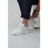 Drew Model Hakiki Deri El Yapımı Erkek Beyaz Sneakers Ayakkabı - 0 - Siyah