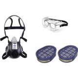 Dräger Yarım Yüz Maske 3300 Drager Abek Filtre Google Gözlük Univet 602.01 Set