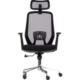 Drift Axis Fileli Hareketli Bel ve Baş Desteği Olan Ergonomik Ofis Koltuğu, , Metal Ayak, Siyah