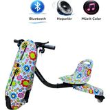Drift Car Elektrikli Scooter Hoverboard Oturaklı Kaykay Bluetooth Hoparlörlü Rs-R1 - Sun Flower Grafiti