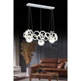 Drift Krom Yemek Masası Küre Kumandalı ve Dimerli (Beyaz, Sarı, Gün Işığı) Ledli Salon Mutfak Oda Oturma Odası Hol Ledli Avize SB-LD-316