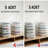 Dripon 10'lu Set 5 Erkek-5 Kadın Şeffaf Ayakkabı Saklama Kutusu-Hava Kanallı-Organizer