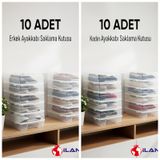 Dripon-20'li Set 10 Erkek-10 Kadın Şeffaf Ayakkabı Saklama Kutusu-havakanallı-ayakkabı Düzenliyici Şeffaf