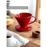Dripper V60 02 Seramik Kırmızı Kahve Demleme Ekipmanı Aparatı