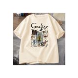 Drippy Coraline cadılar bayramı T Shirt kadın erkek Spooky Vintage tişört Harajuku güz kısa kollu Ts