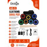 DRİTON AS-05 Digital Elektronik Davul Seti Usb Şarjlı Pedallı Katlanabilir Elektrikli Bateri