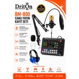 DRİTON BM-800 + F998 SARI PODCAST TİKTOK YOUTUBE YAYINCI CONDENSER MİKROFON VE SES KARTI