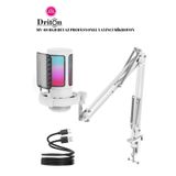 DRİTON Driton Youtuber Mikrofon Mv-6s BEYAZ Rgb Usb Oyuncu Yayıncı Ve Podcast Condenser Mikrofon Seti
