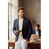 Drive Erkek Lacivert-Kiremit Ekose Kareli Poliviskon Kumaş Slim Fit Spor Blazer Ceket
