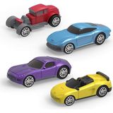 Driven 4'lü Çek-Bırak Araba Seti - Mavi/kırmızı/mor/sarı - Renkli