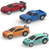 Driven 4'lü Çek-Bırak Araba Seti - Turkuaz/turuncu/mavi/kırmızı - Renkli