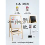 Drn Kids ve Eğitim Manyetik Çift Taraflı Yazı Tahtası 117 Parça Renkli Tebeşir 100x45 cm Set