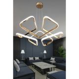 Dron Köşeli Modern Sarkıt LED Avize Salon & Oturma Odası Avizesi - 3 - Gold