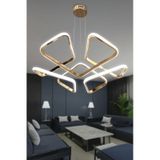 Dron Köşeli Modern Sarkıt Led Avize - Salon & Oturma Odası Avizesi - - Kumandalı / Gold Gold