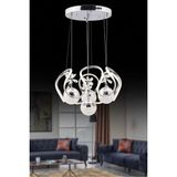 Dron Krom 4lü Şeker Kumandalı ve Dimerli (Beyaz, Sarı, Gün Işığı) Ledli Salon Mutfak Oda Oturma Odası Hol Ledli Avize SB-LD-200