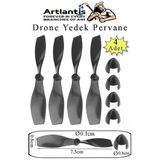 Drone Pervanesi 75 Mm 4 Adet Yedek Dron Pervane Kanatı Deney Okul Hobi Siyah Plastik Pervane Uçak Helikopter Oyuncak