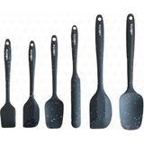 Drongo Isıya Dayanıklı Yanmaz Yapışmaz Silikon Spatula Seti 6 Parça Siyah Noktalı