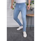 Drontin Erkek Jeans Skinny Fit Likralı Açık Mavi Italyan Stil Dar Paça Tırnaklı Kot Pantolon - 30 - --
