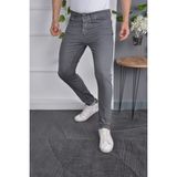 Drontin Erkek Jeans Skinny Fit Likralı Antrasit Gri Dar Paça Kot Pantolon - 35