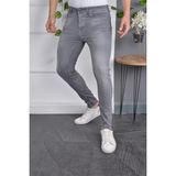 Drontin Erkek Jeans Skinny Fit Likralı Eskitilmiş Görünümlü Gri Dar Paça Kot Pantolon - 33 - -- - 00E-Gri