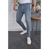Drontin Erkek Jeans Slim Fit Likralı Mavi Dar Kesim Tırnaklı Kot Pantolon - 31 - --