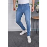 Drontin Erkek Slim Fit Likralı Mavi Dar Paça Tırnaklı Esnek Jean Kot Pantolon