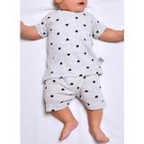 Drop Kids Bebek Pijama Takımı Kalp Puan Desen Baskılı Grimelanj Kısakol Şort Yenidoğan Çocuk Pijama - Siyah - Gri - 6 - 9 Ay