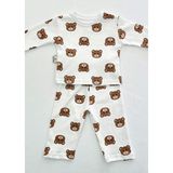 Drop Kids Bebek Pijama Takımı Uzun Ayıcık Desen %100 Pamuk Yenidoğan Çocuk Pijama - 6 - 9 Ay - Kahverengi